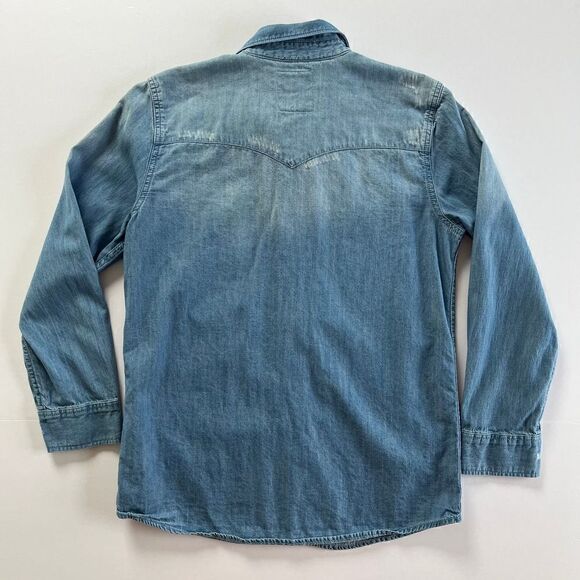 Levi's Barstow Western Pearl Snap Distressed Button Down, Girls Size Large 12-13 - Picture 3 of 10